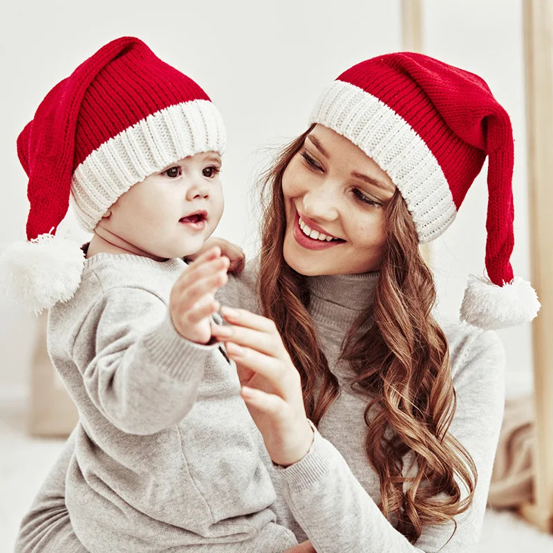 Gorro de natal infantil bonnet pais/filhos